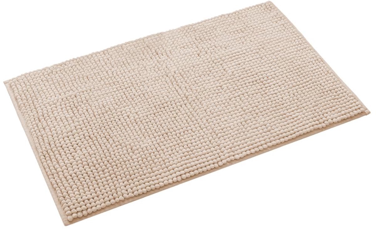 Chenille badmat 50×80cm, kortpolig, zacht, zeer absorberend, antislip, beige, badkamer douchemat.