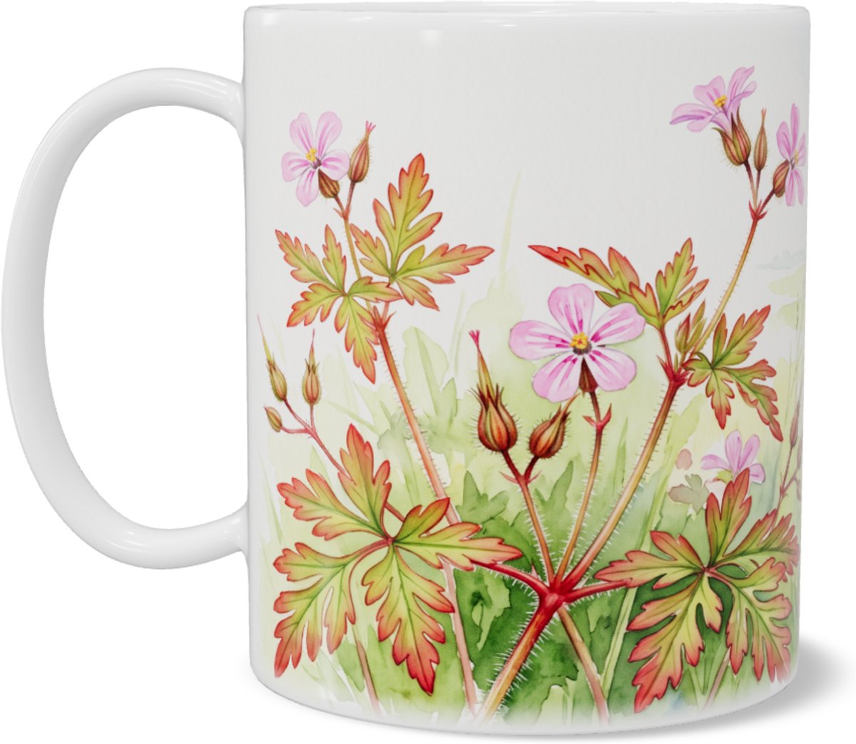 Mok met robertskruid illustratie - Geranium robertianum - Natuur mok