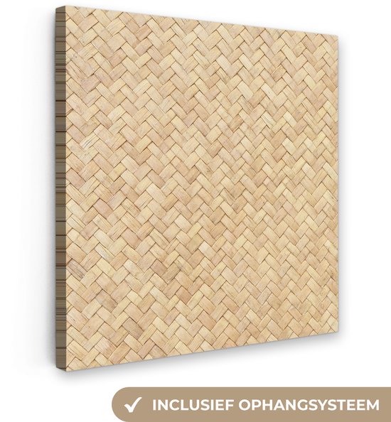 Motif peinture sur toile - Beige - Impression rotin - 90x90 cm - Décoration murale