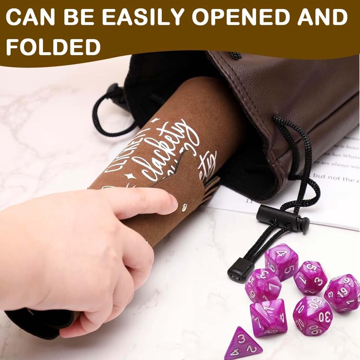 Dailygoods - Fluwelen Dobbelsteentas met Draagbaar Dienblad voor Tafelspellen