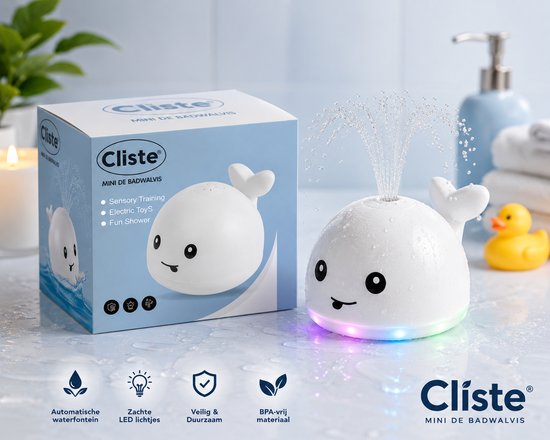 Cliste Mini de Badwalvis - Badspeelgoed - Lichtjes - Vis Spuit Water - Badspeeltjes - Voor in bad - Fish Spray Water - Wit - bad walvis - Waterspeelgoed - Speelgoed - Fish Bath Toy - Baby Badspeelgoed van Merkloos — afbeelding 3