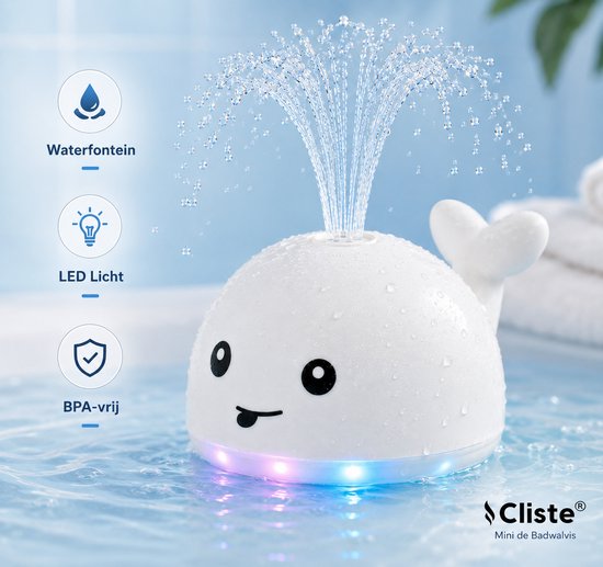 Cliste Mini de Badwalvis - Badspeelgoed - Lichtjes - Vis Spuit Water - Badspeeltjes - Voor in bad - Fish Spray Water - Wit - bad walvis - Waterspeelgoed - Speelgoed - Fish Bath Toy - Baby Badspeelgoed van Merkloos — afbeelding 5