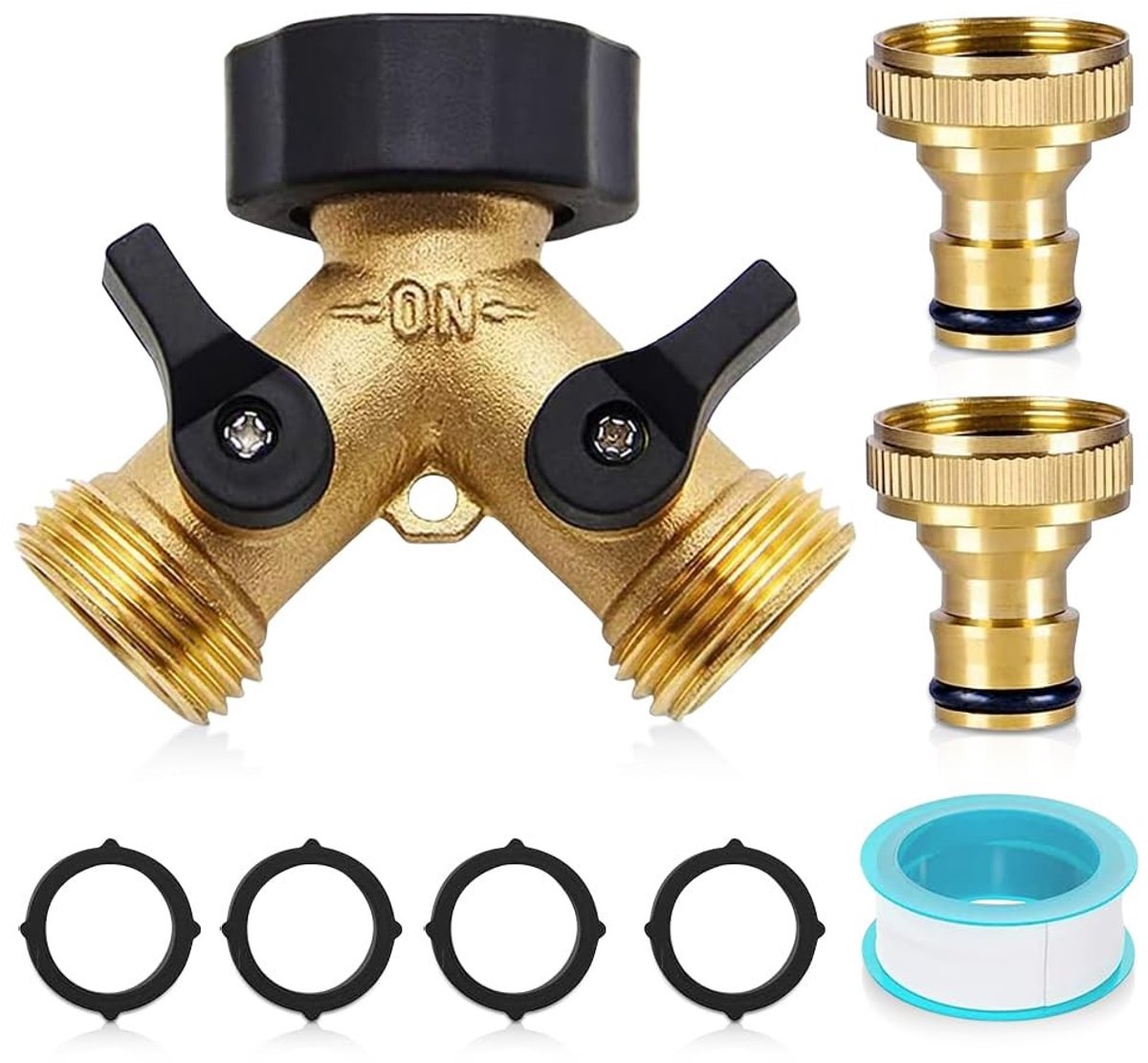 Dailygoods - Y-Verdeler Water 3/4 Inch met 2 Afsluitkranen