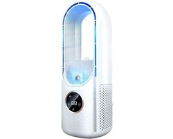 Tafelventilator-Bureau ventilator-Bureau ventilator bladlooz – ventilator met 6 snelheidsstanden – 2-in-1 luchtbevochtiger – stille tafelventilator voor thuisgebruik