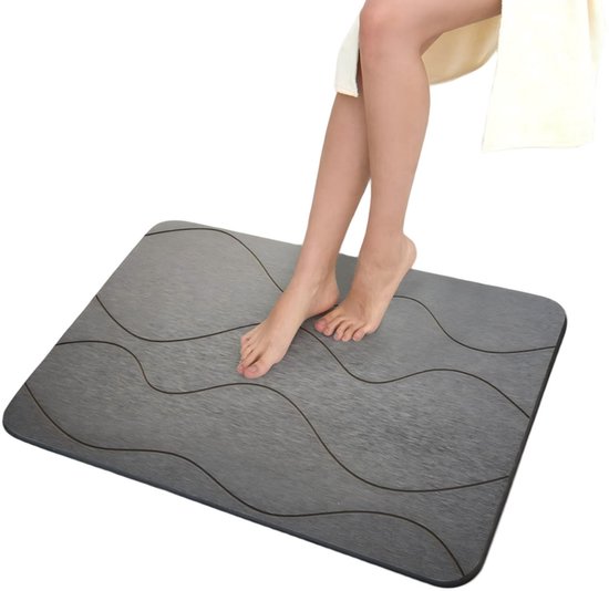 Vloermat - S - 30x40 cm - Mat met golvende textuur - Antislip & absorberende mat voor thuis, hotel en badkamer - Mat van diatomeeënaarde - Superabsorberend - Sneldrogende douchemat - Badkamervloermat