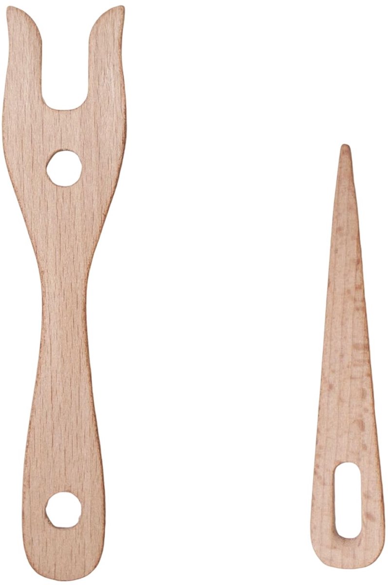 Dailygoods - Set van 2 Houten Gebreide Vorken voor Creatief Vlechtwerk