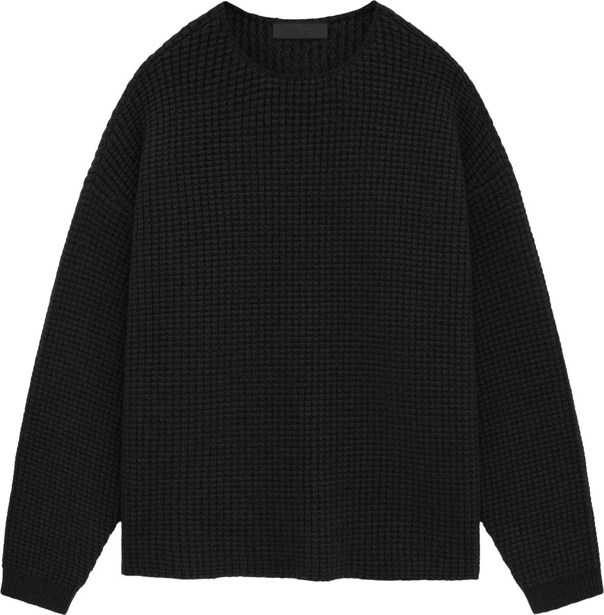 Fear of God Essentials Heavy Waffle Crewneck 'Zwart'.