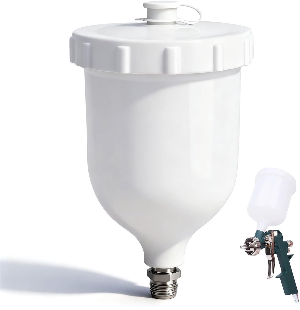 Dailygoods - Dailygoody - Zwaartekrachtvoer Verfpot - Airbrush Cup Pot - Grote capaciteit - Wit - Kunststof - Verfaccessoires - Geschikt voor Nail Design - 600mL