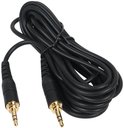 Zwarte, gekrulde audiokabel met vergulde 6.3mm en 3.5mm aansluitingen.