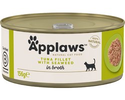 Applaws CAT Blik Tuna Fillet & Seaweed 156 gr Multipack 24 Stuks + Gratis Schuurman Snack