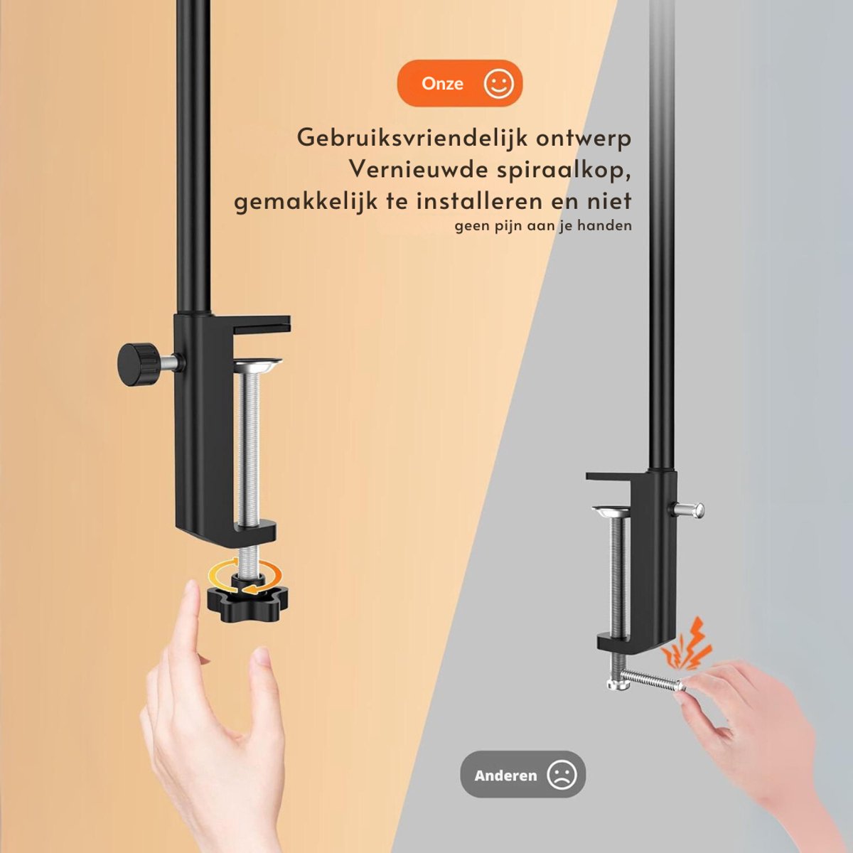 TIM® Bureaulamp led dimbaar daglicht - USB oplaadbaar - 10 kleurenfuncties - Daglichtlamp - met Afstandsbediening - Lichttherapielamp - Hobby lamp voor schilderen, puzzelen – UV-Vrij - Tafellamp/lamp staand - Zwart - ‎5cm x 40cm x 70cm thumbnail 7