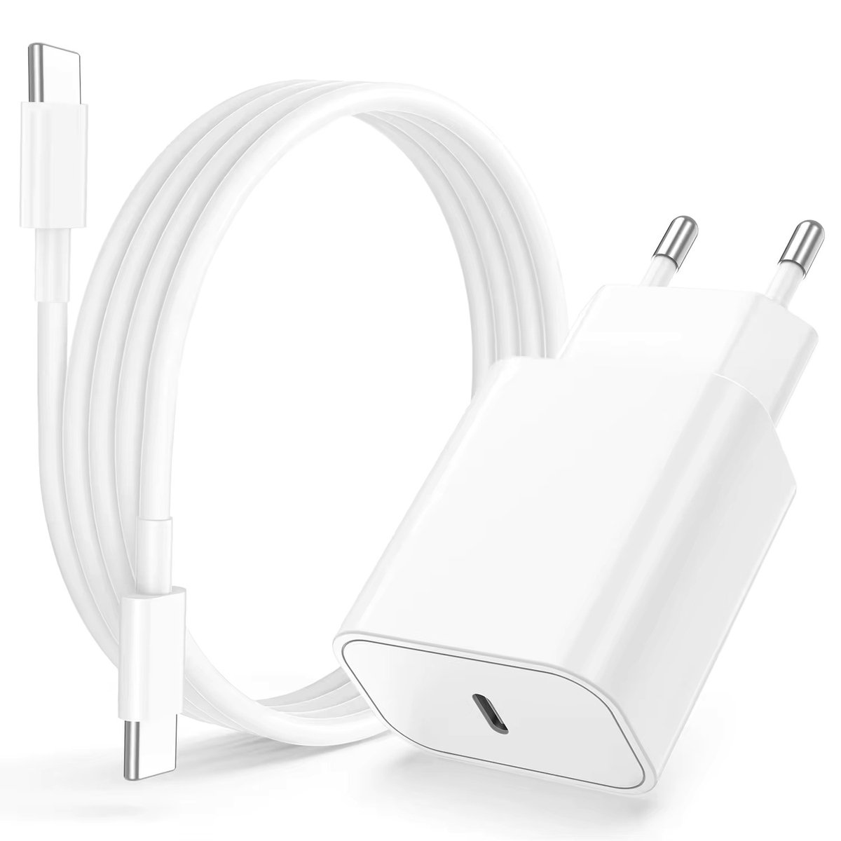 USB-C Snellader 20W PD met Kabel – iPhone 15 & Android – Snel Opladen Adapter Set