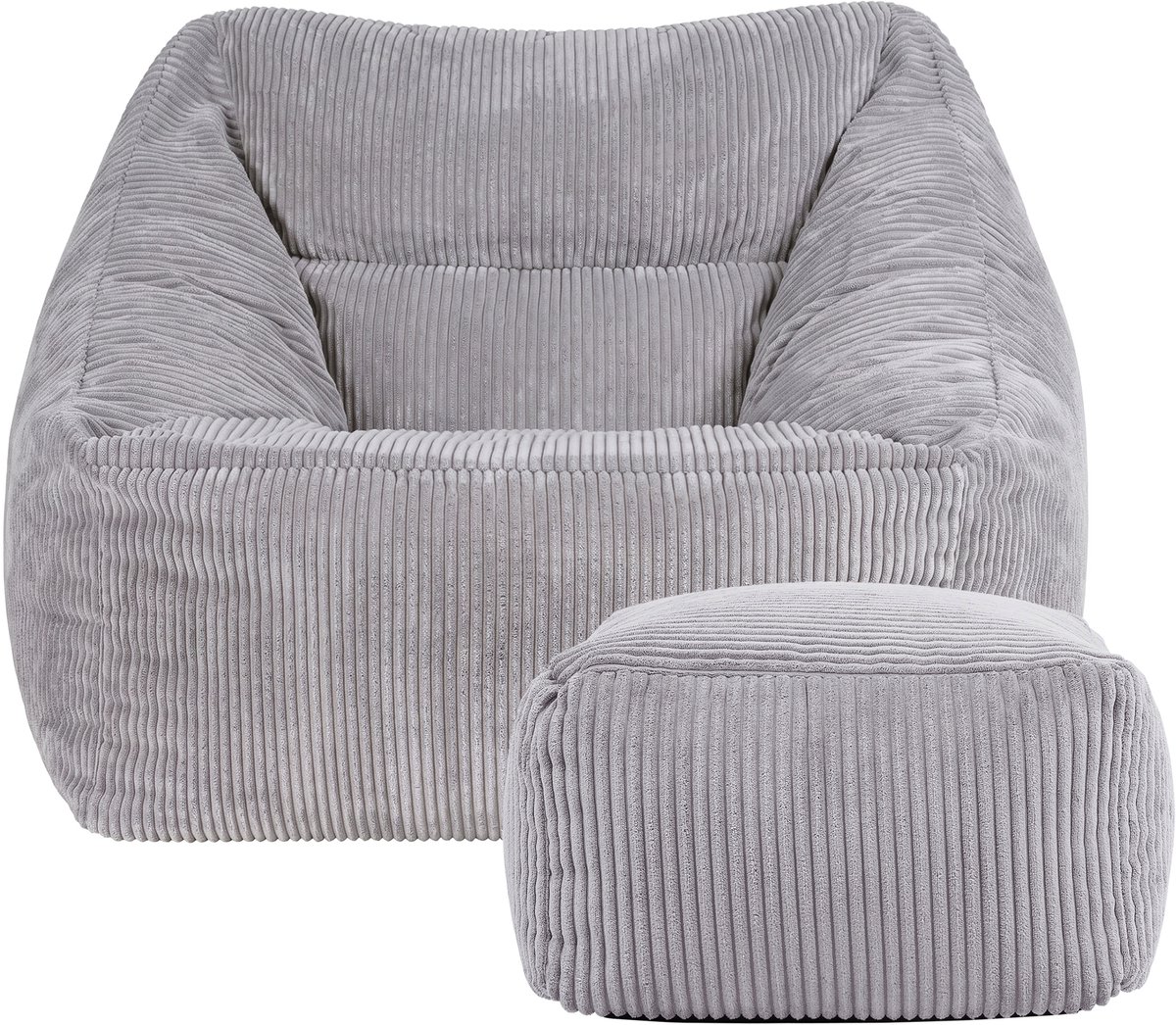 icon - Natalia XL Zitzak Fauteuil met Poef - Ribfluweel - Grijs