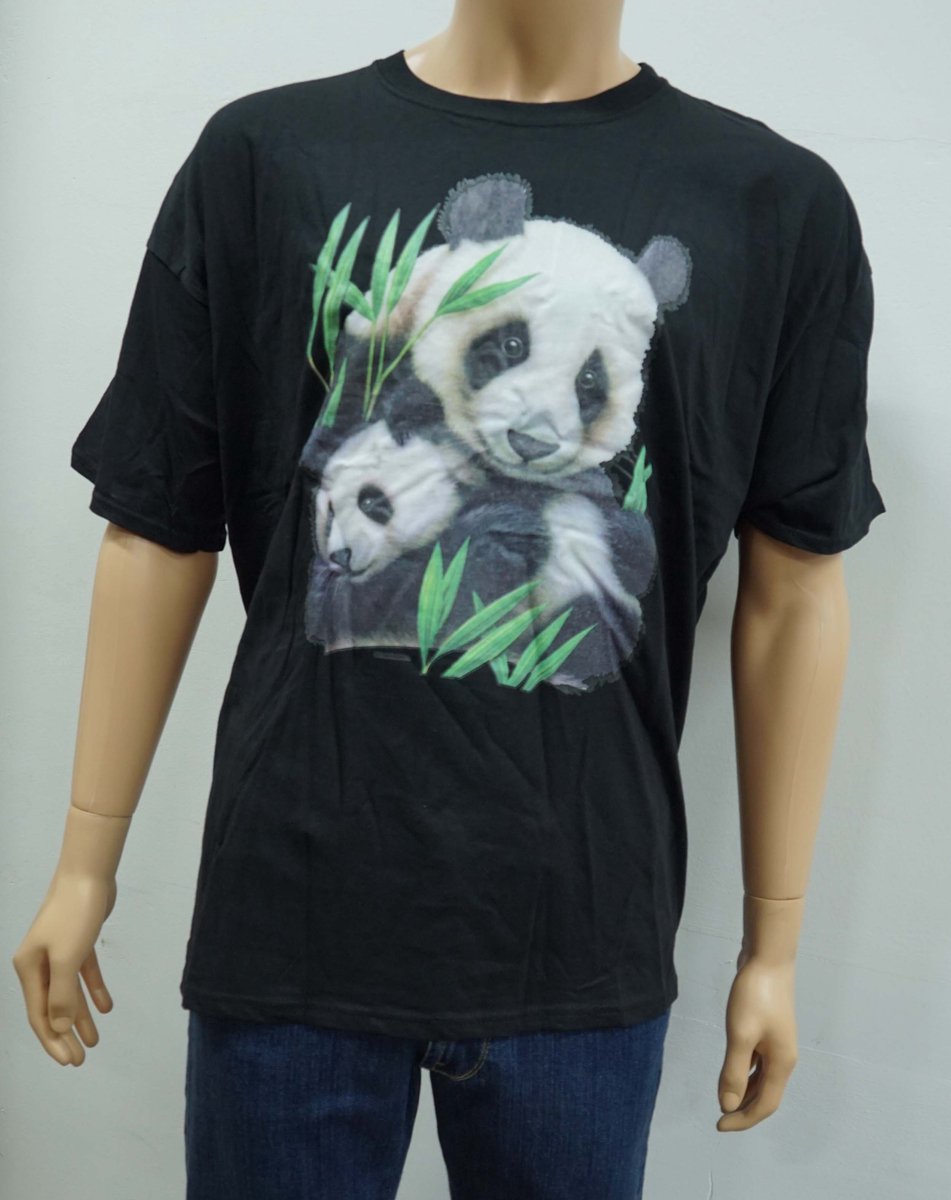 Zwart T-shirt panda moeder met panda baby leverbaar in de maat 4XL - T shirt van panda's in de maat 4XL - shirt van mooie dieren - prachtige panda shirt - zwarte T-shirts met dieren printen - leuke t shirts voor mannen en vrouwen
