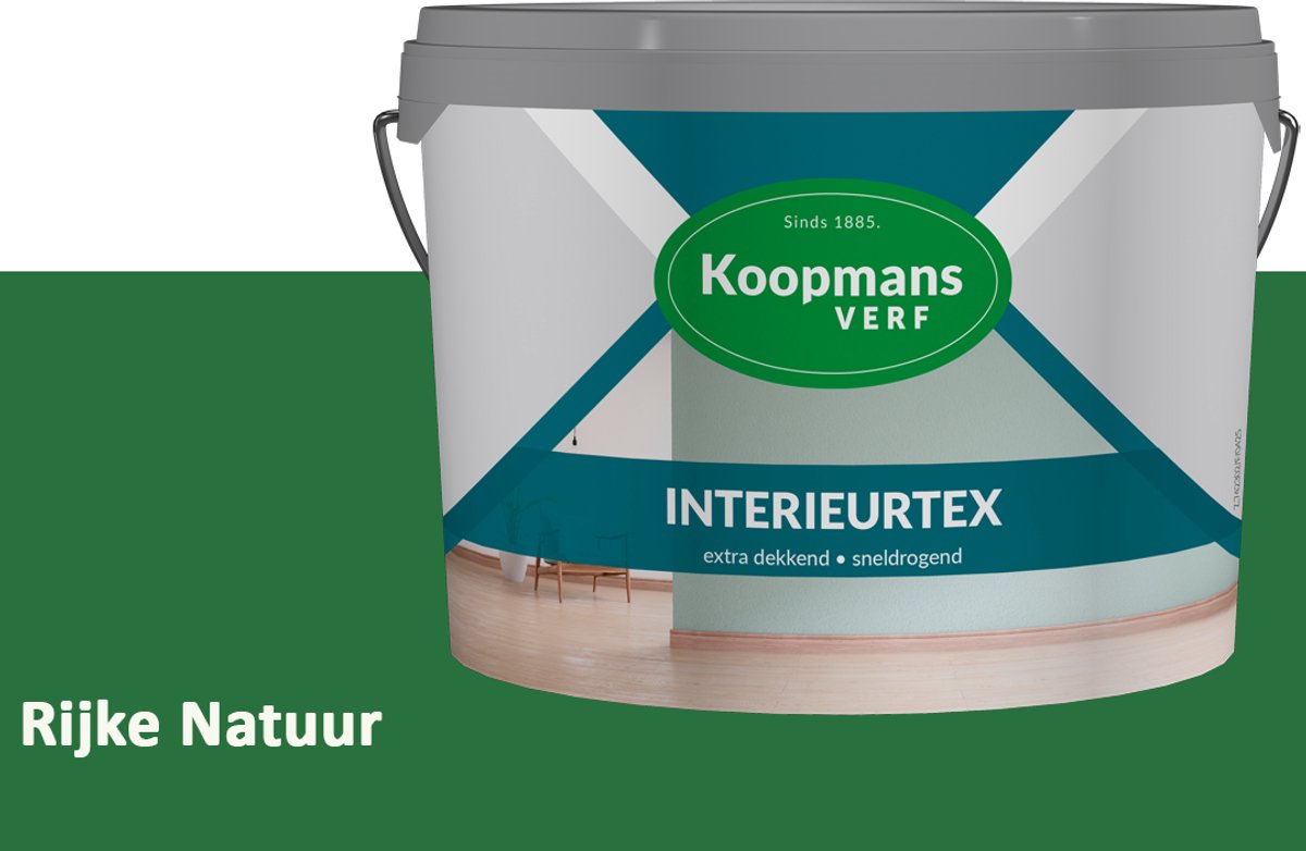 Koopmans Interieurtex Matte Muurverf Binnen – Extra Dekkende Sneldrogende Verf voor Muren en Plafonds – Rijke Natuur – 7,5 l