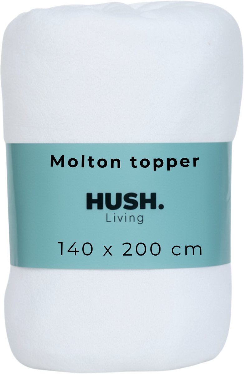 HUSH Living Molton topperbeschermer - 80%katoen 20%polyester - uitstekende vochtopname - vormvast - comfort en duurzame bescherming - 140x200+15cm