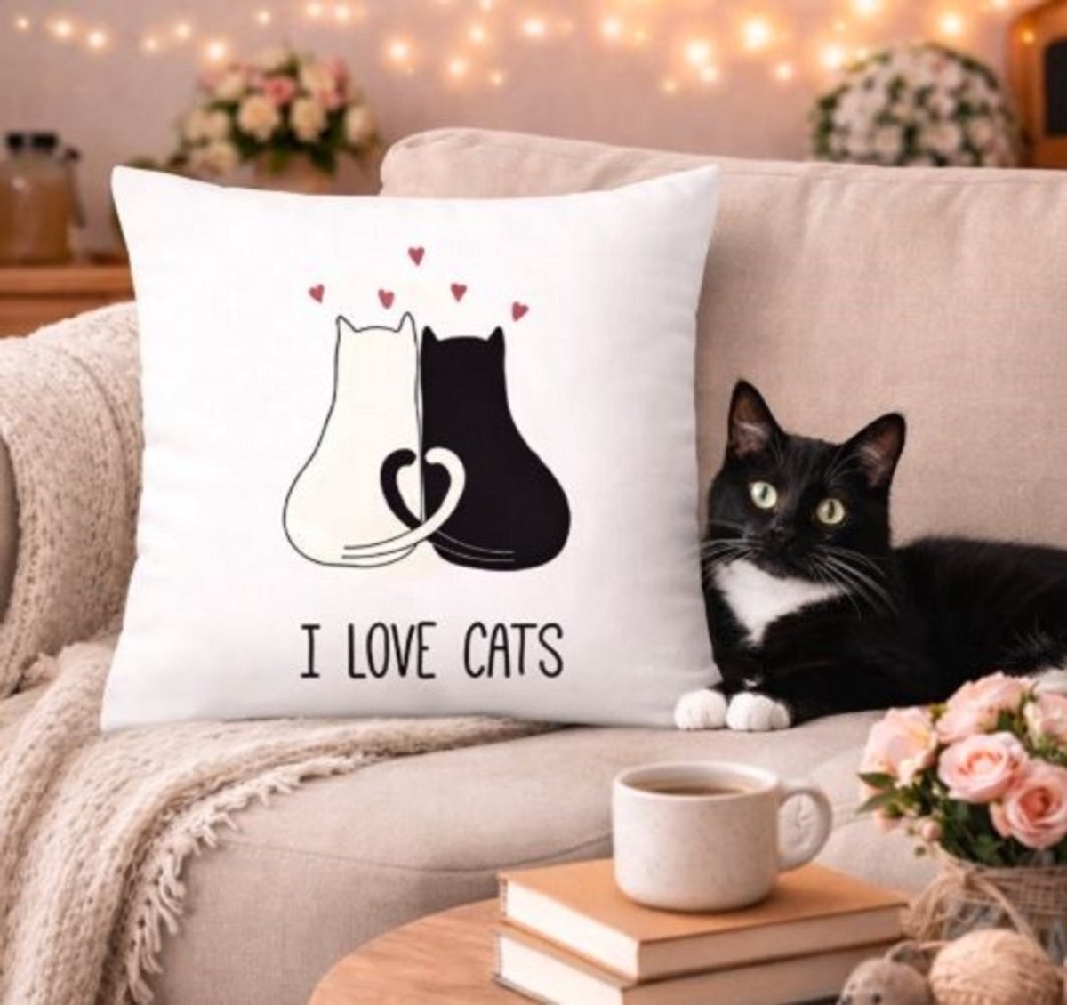 Purrfect Love Collection Kussenhoes - 45x45 cm