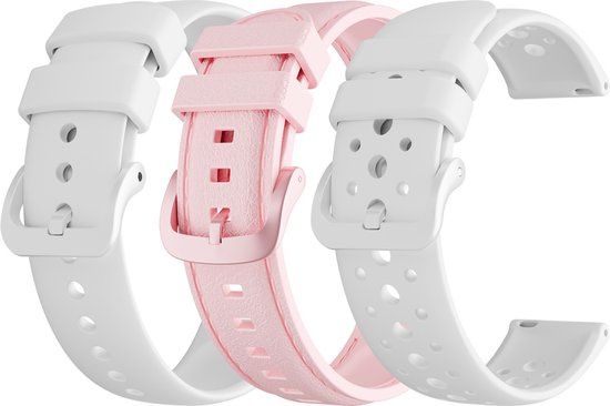 Maoo Ventura 2 - Smartwatch Bandjes 3-Pack - Geschikt voor Maoo Ventura & Ventura 2 - Wit/Roze - 20mm