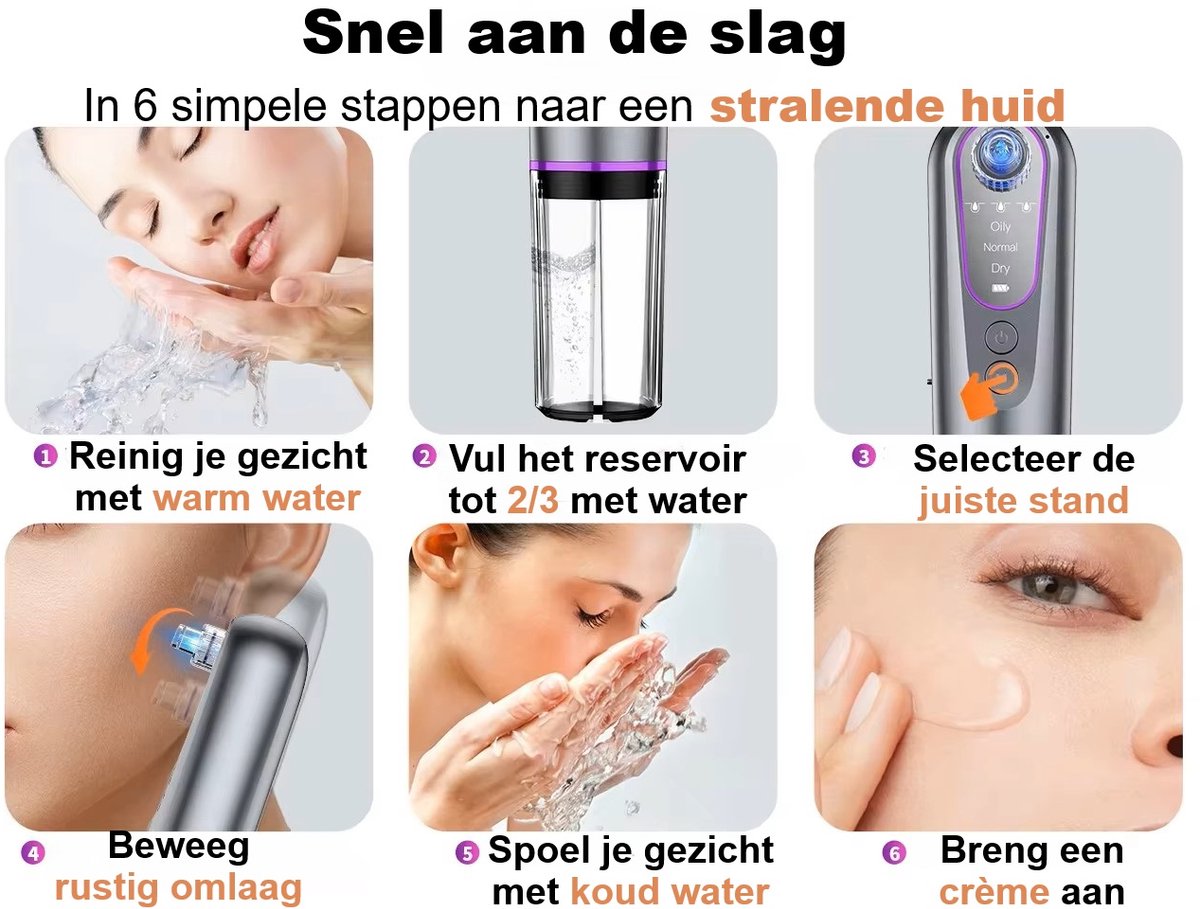 Y!skah Hydro-Facial: Vacuüm-poriënreiniger met 3 zuigstanden en 5 opzetstukken thumbnail 6