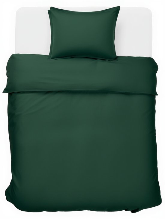 HUSH Living Dekbedovertrek - 100% katoen - 144TC - soepel en ademend - 140x220+20cm -60x70cm kussensloop - donkergroen