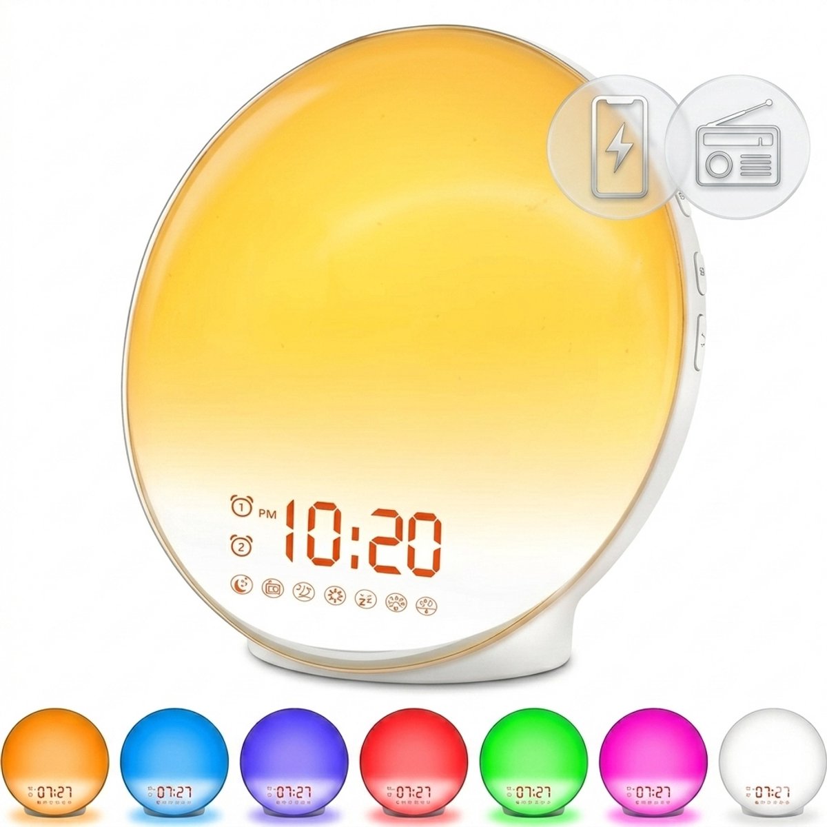 Parya - Wake up light – Wekkerradio – Nachtlamp – Bedlamp – Lichttherapielamp – Wit