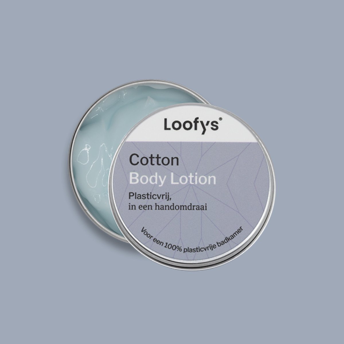 Loofys Body Lotion Cotton – Natuurlijke & Hydraterende Bodylotion – Plasticvrij, Vegan & Duurzaam – Herbruikbaar Blikje – 30g