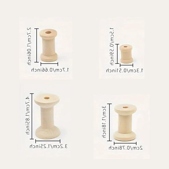 Lege houten spoelen set van 30 stuks, ideaal voor weven, naaien en creatieve projecten met natuurlijk hout — afbeelding 5