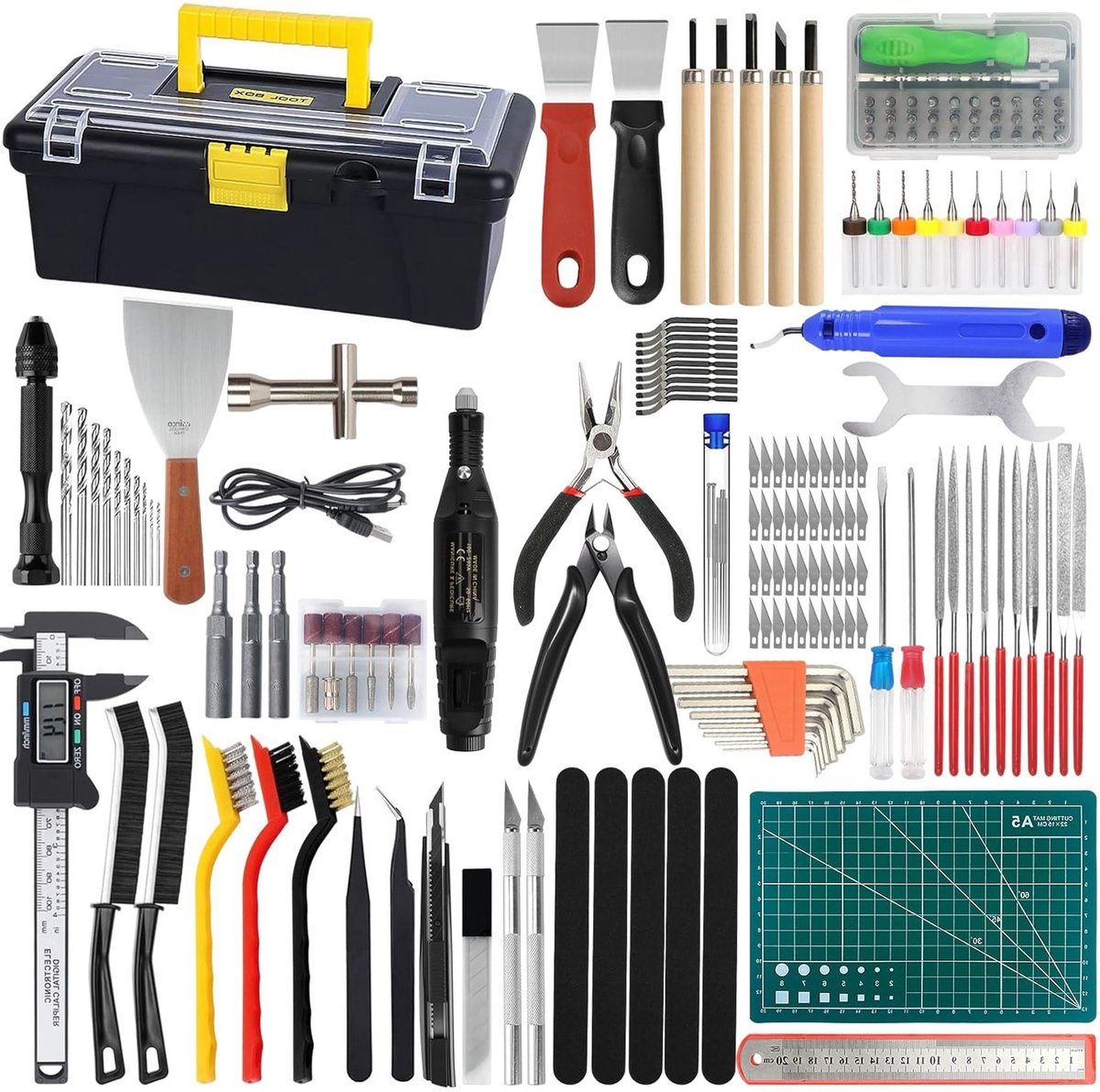 Complete 3D Printer Tool Set met 201 Onderdelen voor Modelafwerking, Reiniging en Bewerking van 3D-prints