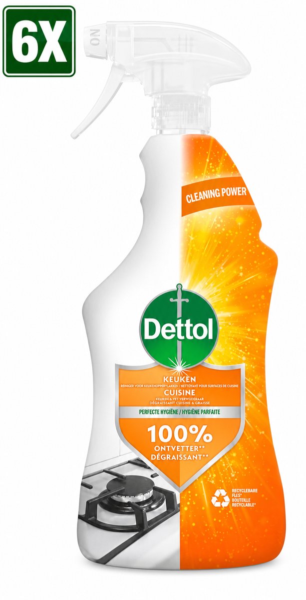 6 x Dettol Allesreiniger Spray Power & Fresh - Keuken - 500 ml