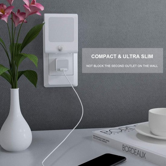 Plug In Motion Sensor Light - Motion Activated Night Light - Dimbare Helderheid - Warm Wit Led - Voor Hal Trap Keuken - 2 Stuks — afbeelding 4