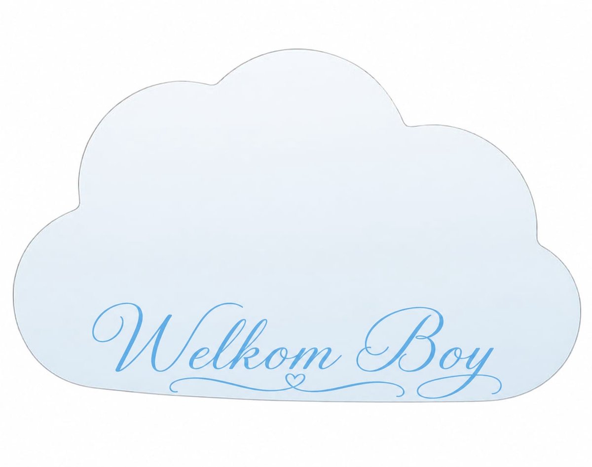 Bedrukte spiegel wolk - Spiegel met tekst Welkom Boy - Bedrukte spiegel - Spiegel met tekst - Baby - Babyshower - Cadeau - Valentijn - XLX®