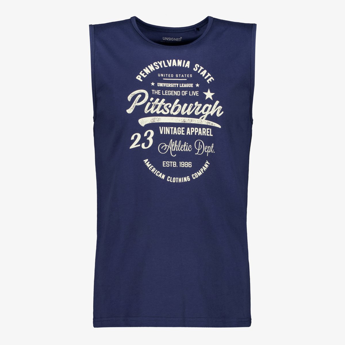 Unsigned heren singlet met tekstopdruk donkerblauw - Maat S
