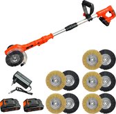 Kibani Accu Onkruidborstel 21V - Incl. 10 Onkruidborstels en 2 accu's - Onkruidborstel Nylon en Staal - Draadloze Onkruidverwijderaar - Elektrische Voegenreiniger - 180° Draaibare Kop - Ergonomisch Handvat - 2000 mAh