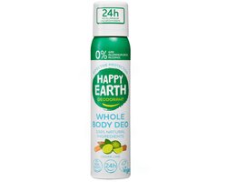 Happy Earth Whole Body Deodorant Spray Cedar Lime - 100% Natuurlijk - 24 Uur Bescherming - Alcoholvrij - Zonder Aluminium-Chloorhydraat - 100 ml