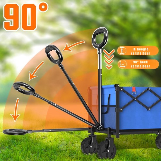 YOR® Bolderkap Opvouwbaar Luchtbanden - Bolderkar - Bolderkar Opvouwbaar - 160 kg - Blauw- 45cm x 42cm x 95cm — afbeelding 2
