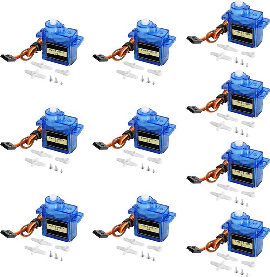 Micro Servo Motor 9G - Set van 10 Stuks voor RC Robot, Vliegtuig, Auto en Boot - Ideaal voor Arduino Projecten en Modelbouw