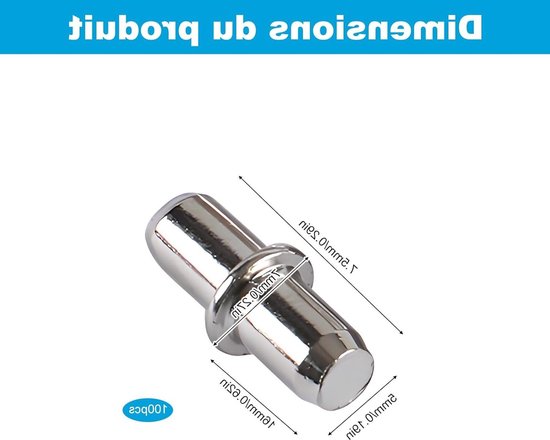 Set van 100 stuks 5 mm x 16 mm wandplankensteunen, ideaal voor meubels, kasten en planken, stevige en duurzame plankensteunen voor optimale ondersteuning. — afbeelding 5