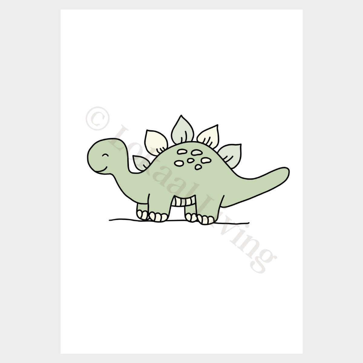 Lokaal Living - a4 poster - Stegosaurus - oerdieren - dieren - babykamer - kinderkamer