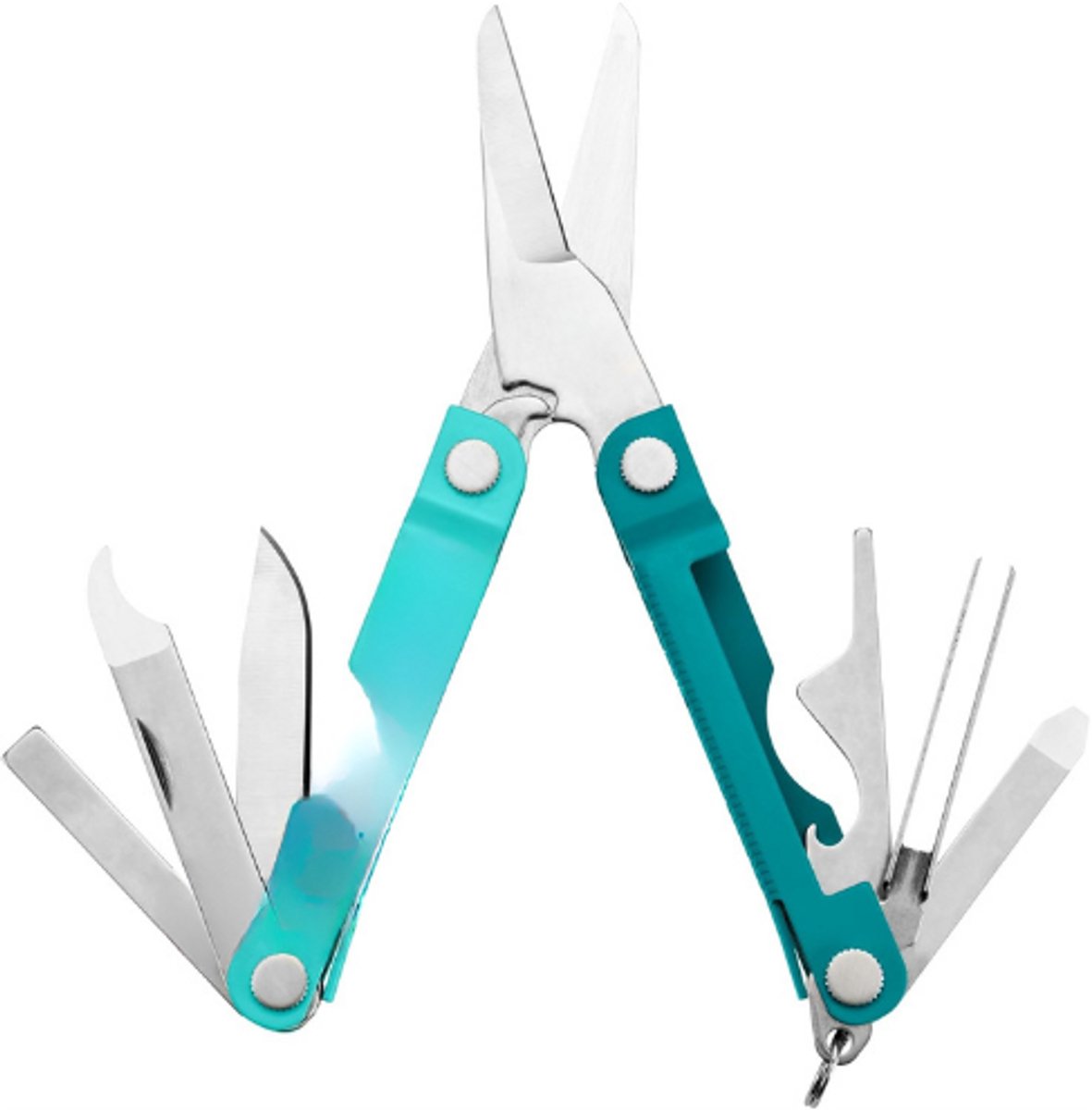 Micra - Roestvrijstalen multitool met schaar en 9 gereedschappen - Arctic Blue