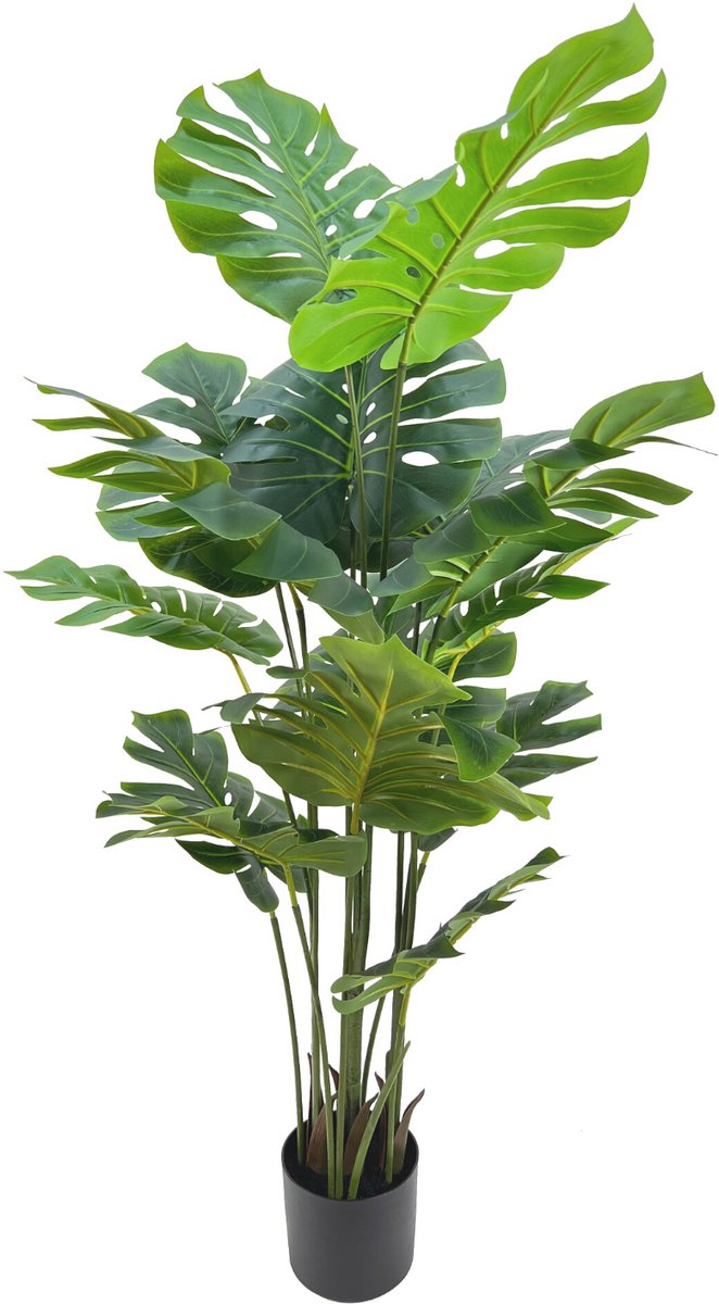 PrettyPlants Monstera Kunstplant 145cm | Grote Monstera Kunstplant | Kunstplant voor Binnen | Grote groene kunstplant | Kunst gatenplant | Nep Monstera