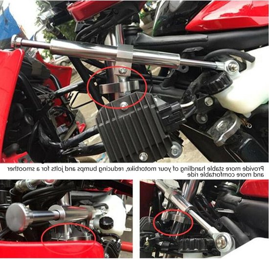 Stuurdemper voor Motor en Fiets, Aluminium Bevestigingsklem, Universele Steun, 45mm, Versterking en Stabilisatie — afbeelding 2