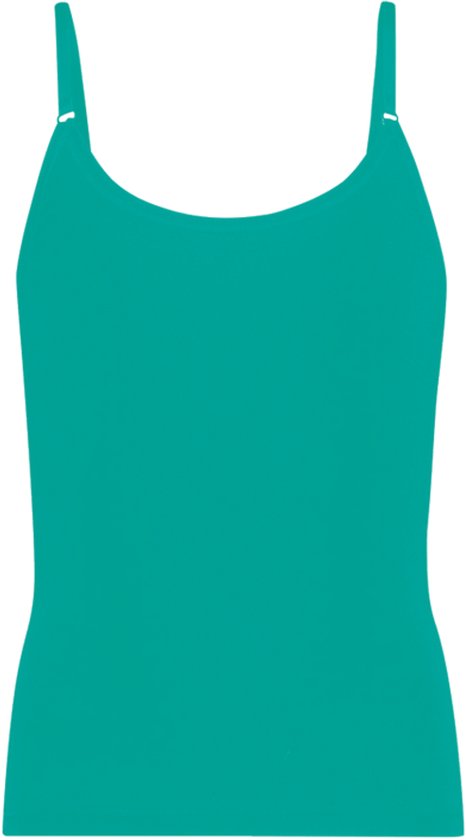 Turquoise hemdje met verstelbare bandjes en V-hals.