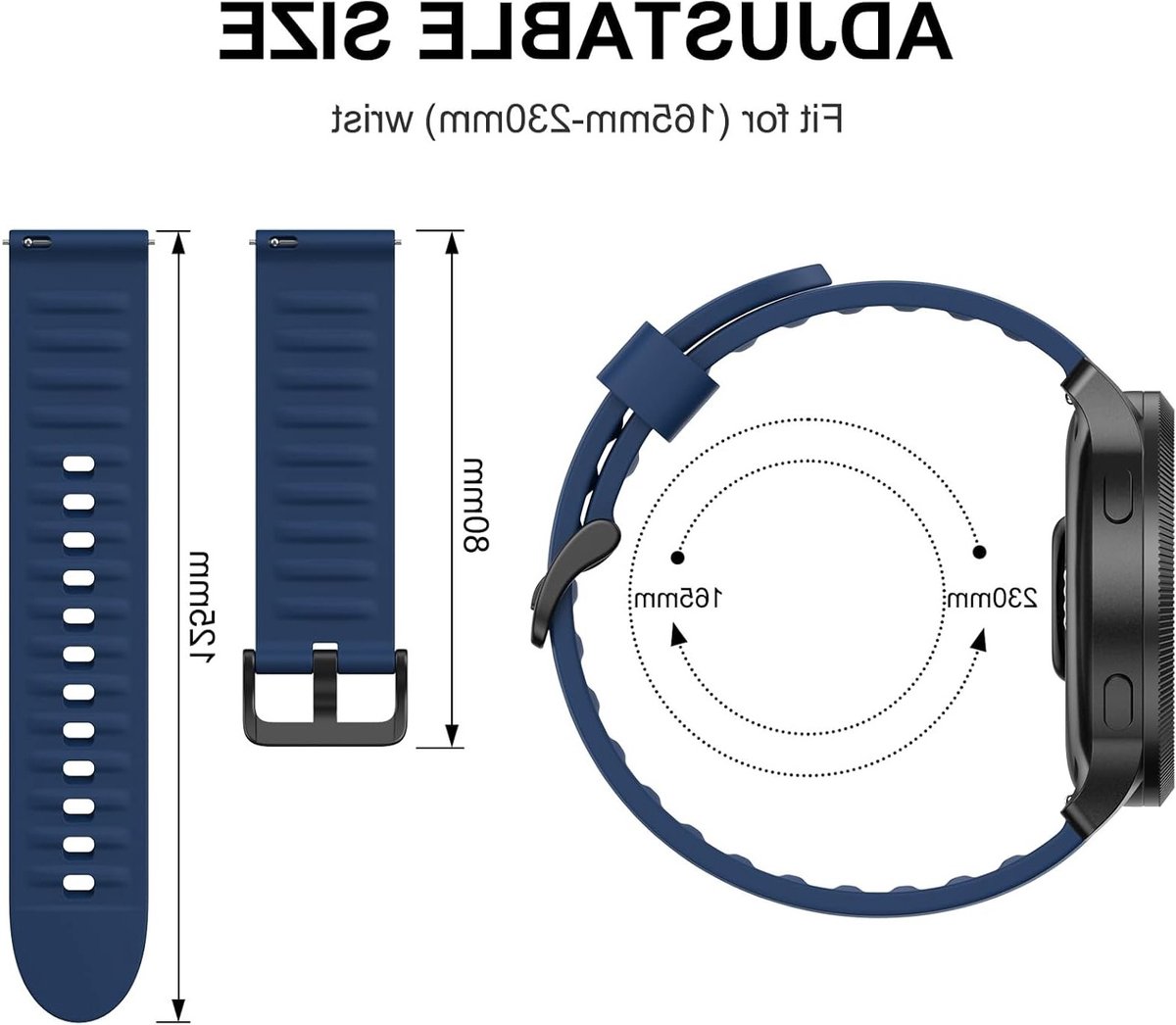 Stijlvolle 22 mm silicone horlogeband voor mannen en vrouwen, snel te verwisselen, zacht en duurzaam sportaccessoire