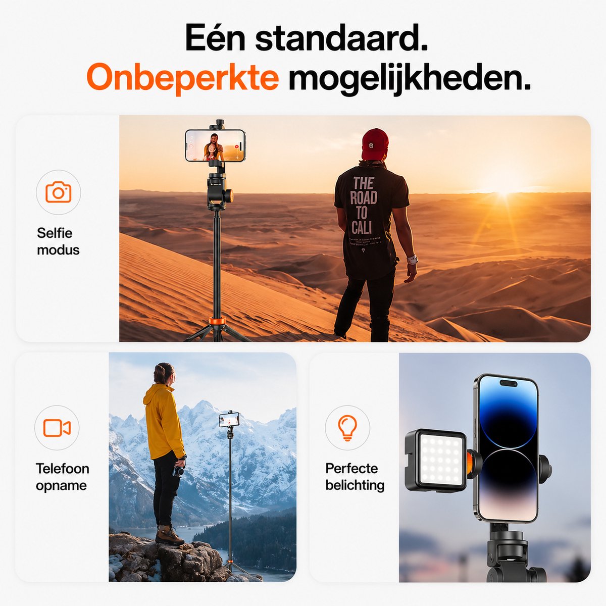 Sounix Telefoon Tripod - tot 158cm thumbnail 6