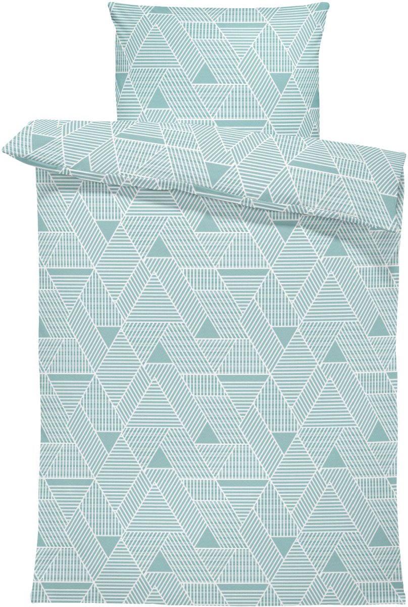 Dekbedovertrek 100% Katoen Premium - 140 x 200cm - 1 persoon - Triangle GreenBlue