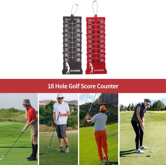Luxe 18 hole - Golf score teller set - Rood & Zwart - Slagenteller - Handteller - Golftrainingsmateriaal - Golfaccesoires - handige scoreteller - Golfscore teller - Golfset - Golfscoreteller van Merkloos — afbeelding 2