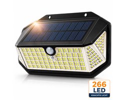 AXIMO Solar Buitenlamp met Bewegingssensor - 266 LED’s - Tuinverlichting op Zonne-energie - Wandlamp Buiten met 3 Standen - Dag & Nacht Sensor - IP65