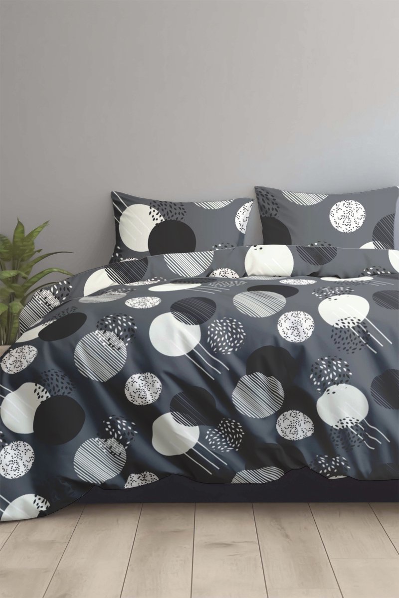 Dekbedovertrek 100% Katoen Premium - 200 x 200(220)cm - Bollen dark