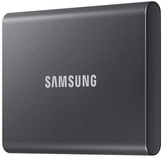 Donkergrijze Samsung Portable SSD T7.