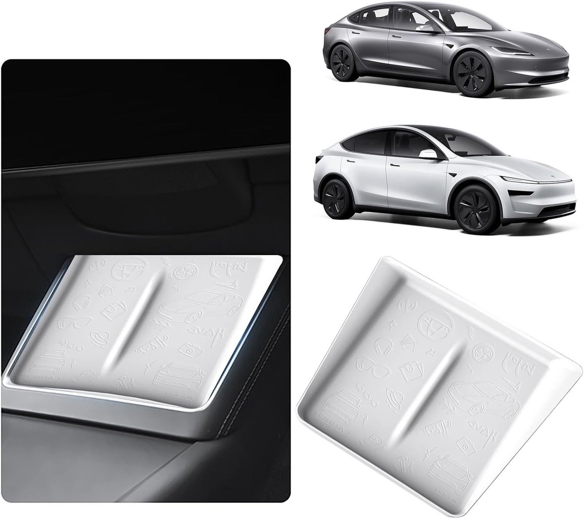 Siliconen Mat voor Center Console van Tesla Model 3 (2024-2025) en Model Y (2025-2026) - Antislip Liner, Krastbestendige Bescherming en Draadloze Oplaadfunctie